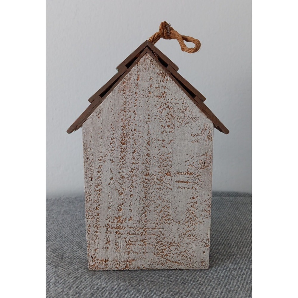 Handmade Hand-Painted Wooden Bird House Floral Hanging Indoor Outdoor 7.5x4.3x2 - Picture 4 of 10